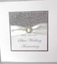 Handmade silver 25th wedding anniversary card, modern, designer - Image 1