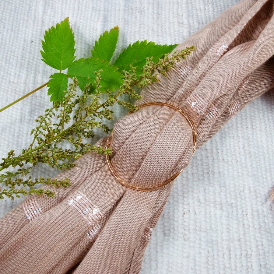 Scarf Ring, Copper Buckle for Scarves and Lightweight Shawls