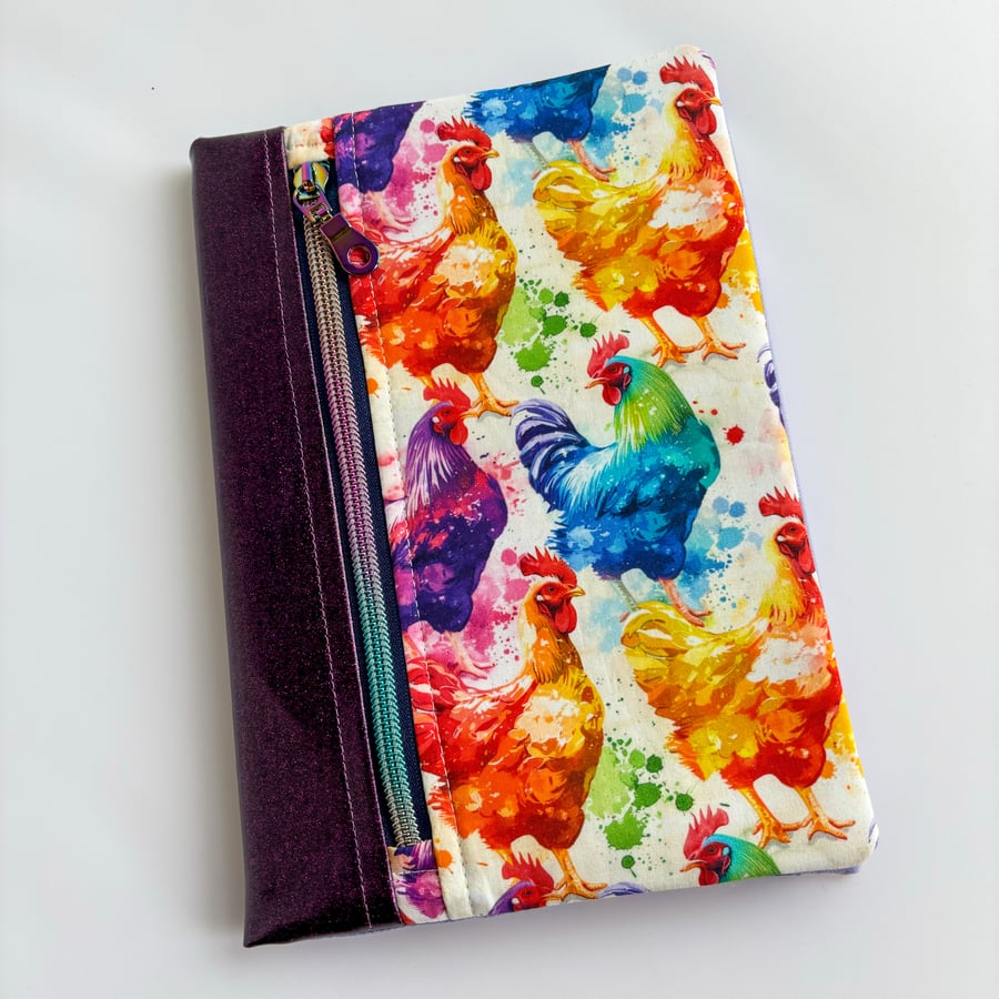 A5 Notebook with a built in pencil case - Chickens 