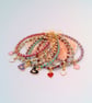 Bracelet with an Enamelled Heart Charm, Gift for Her, Bracelet, Heart Bracelet