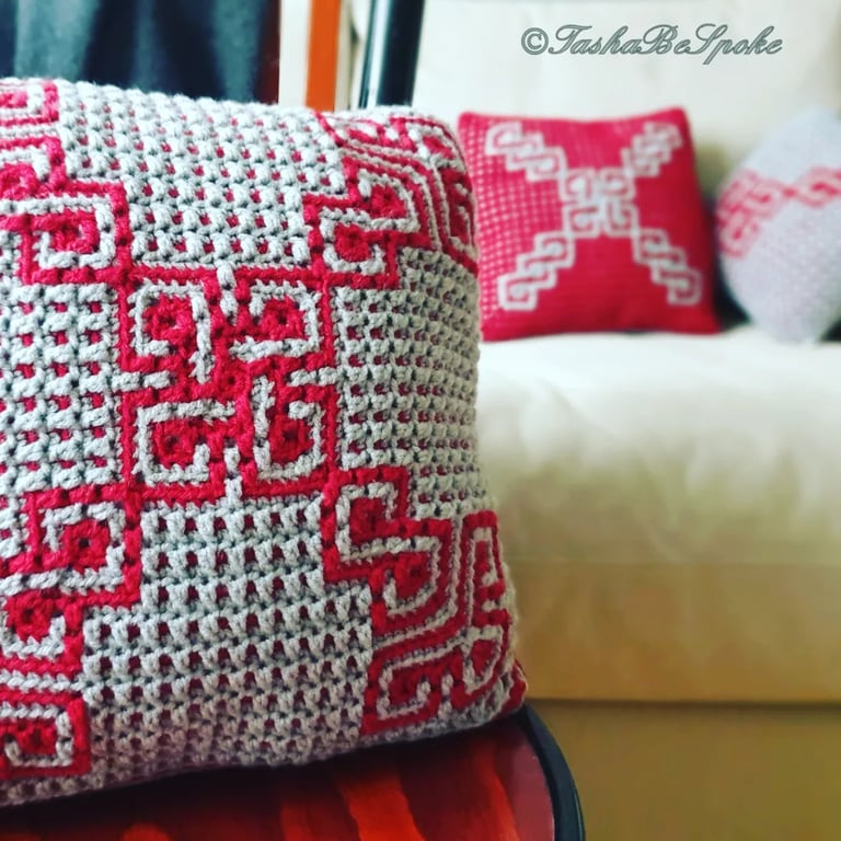 Crochet cushion cover, Scandinavian style, Home décor, Unique hand crafted gift