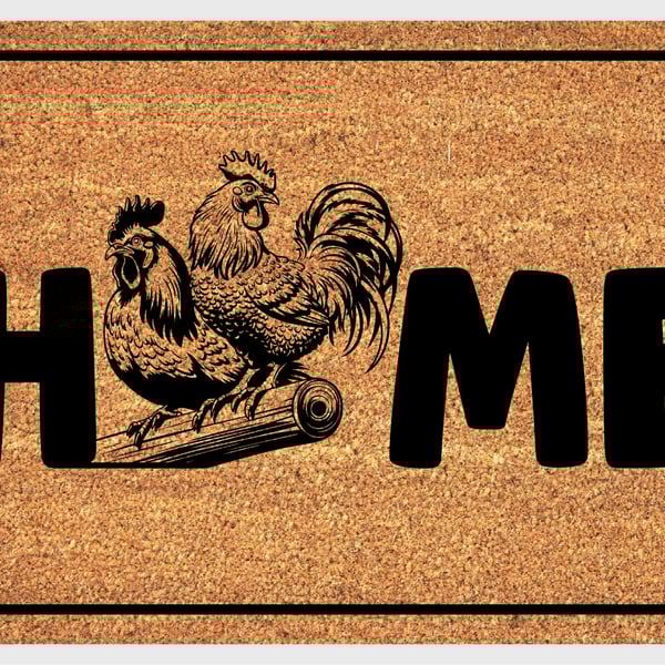 Chicken & Rooster Home Door Mat No.2 - Chicken & Rooster Welcome Mat - 3 Sizes
