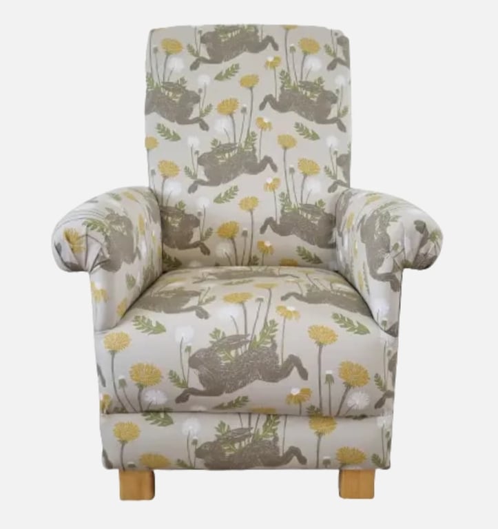 Kids Armchair March Hare Fabric Children's Chair Rabbits Ochre Animals Baby