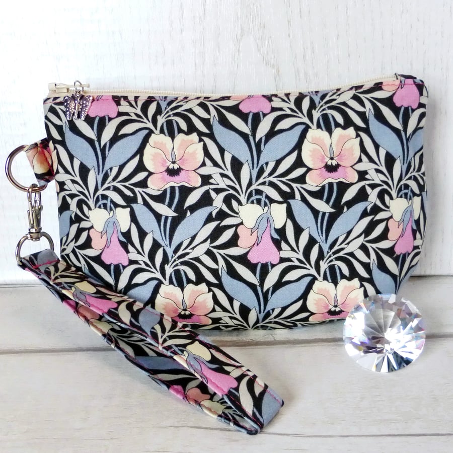 Liberty fabric clutch bag, pansies