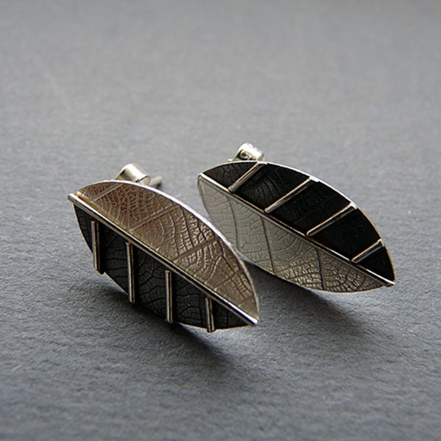 Sterling Silver Leaf Studs L2