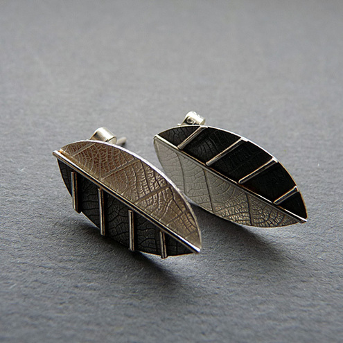 Sterling Silver Leaf Studs L2