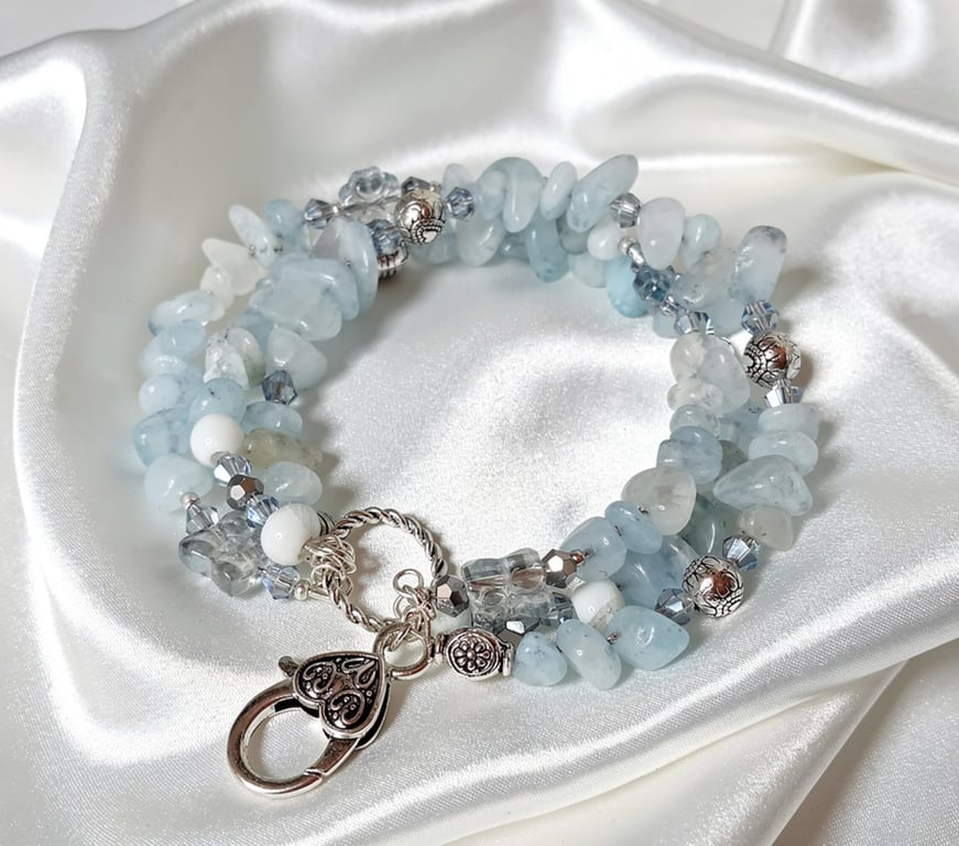Genuine Aquamarine Chip Bracelet