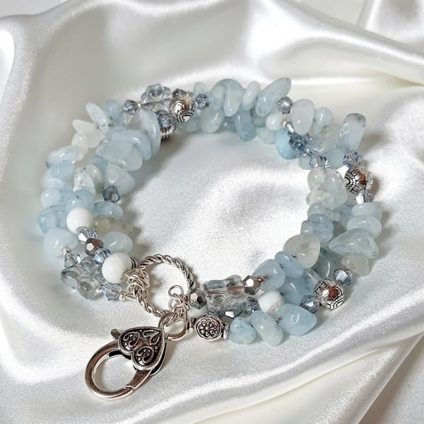 Genuine Aquamarine Chip Bracelet