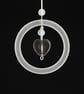 Glass ring pendant with black patterned heart - Image 3