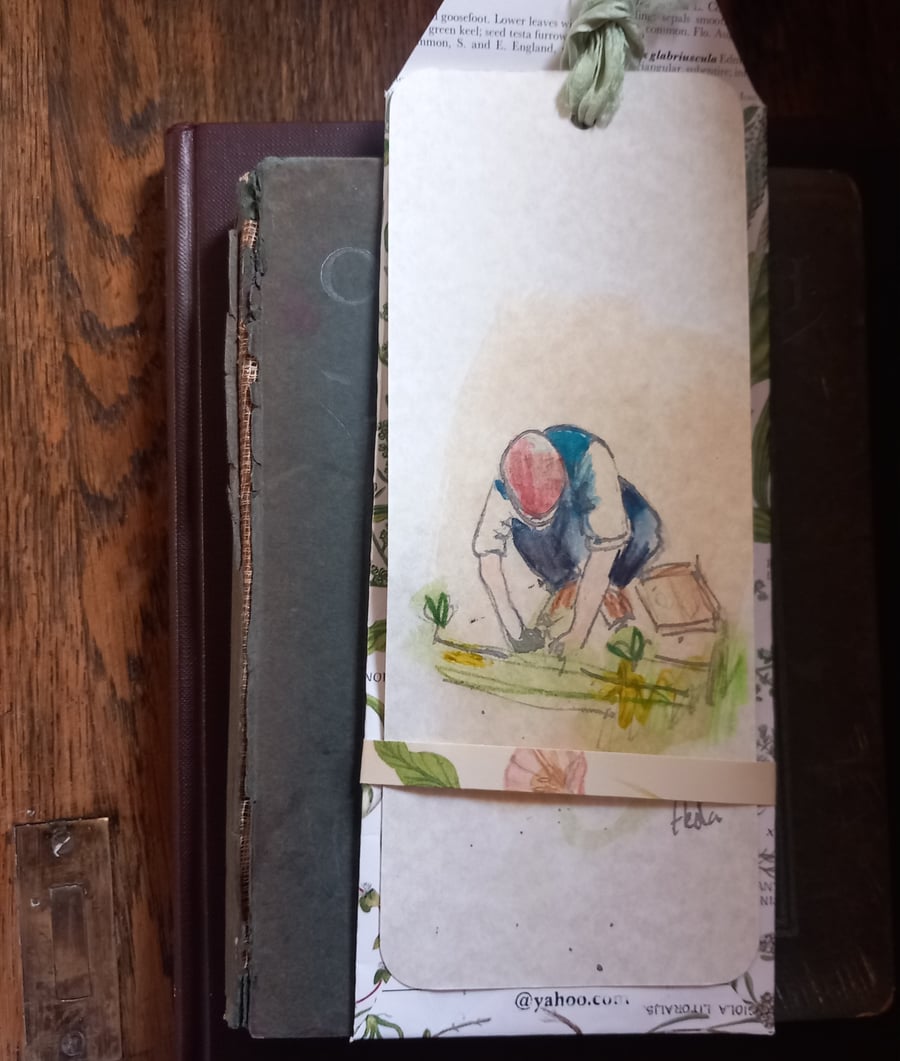 Gift for a gardener, hand drawn bookmark