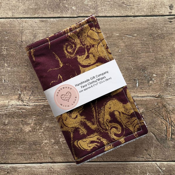 Handmade 2 Pk Face Wipes, Face Cloths, Face Flannels, Eco-Friendly Wipes-FCW40