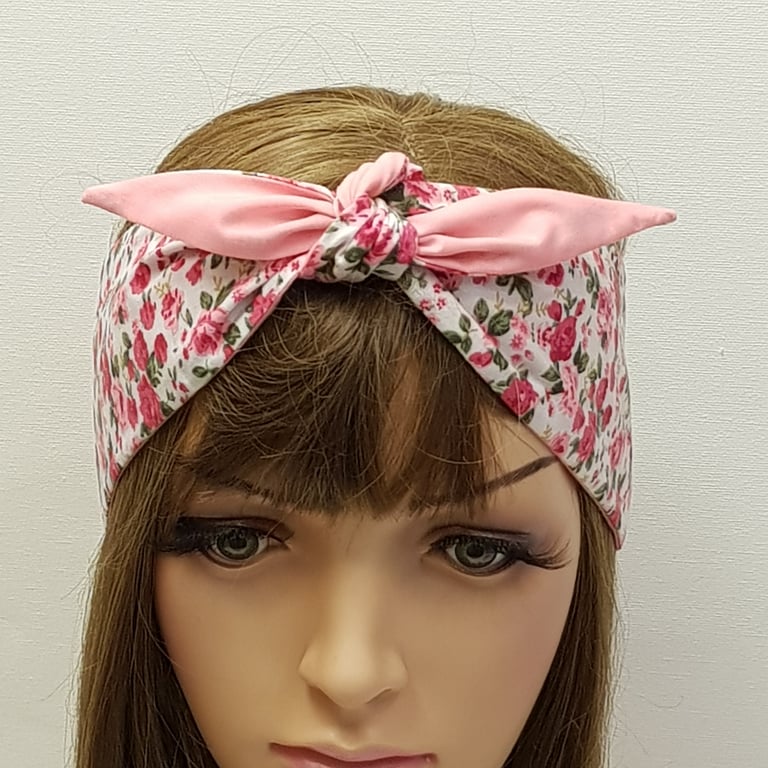 Self tie cotton hair scarf, head wrap, top knot hair tie, hair band