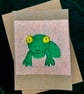 Green frog felted card. - Image 3