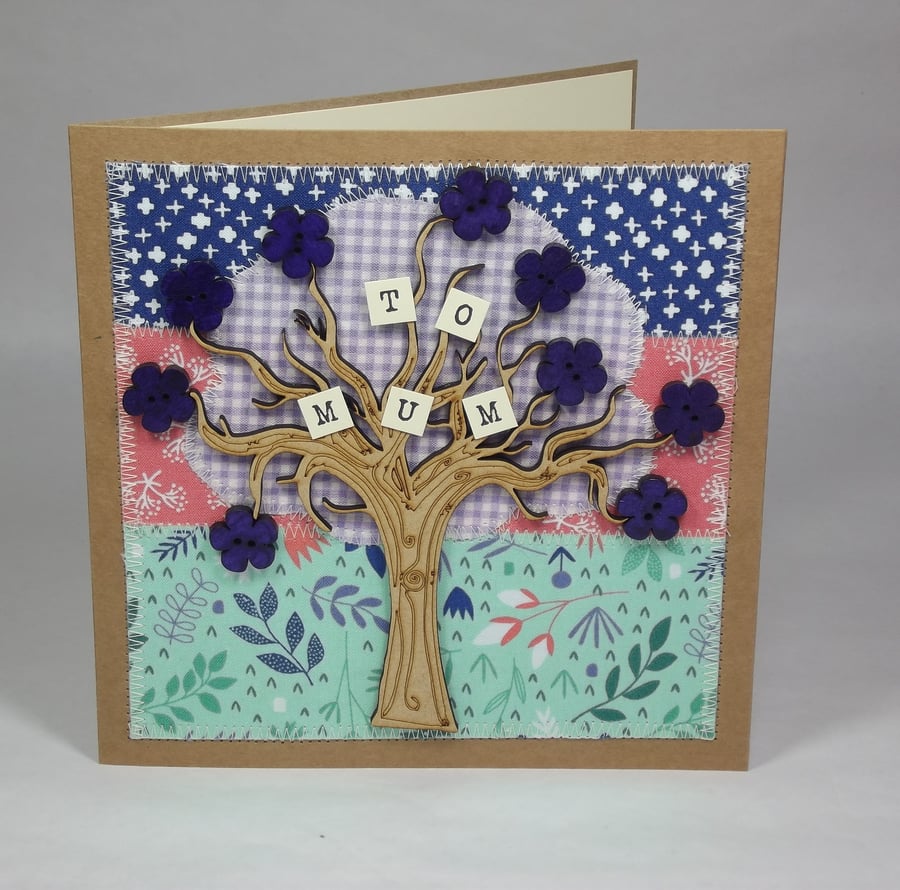 To Mum Fabric Greetings Card