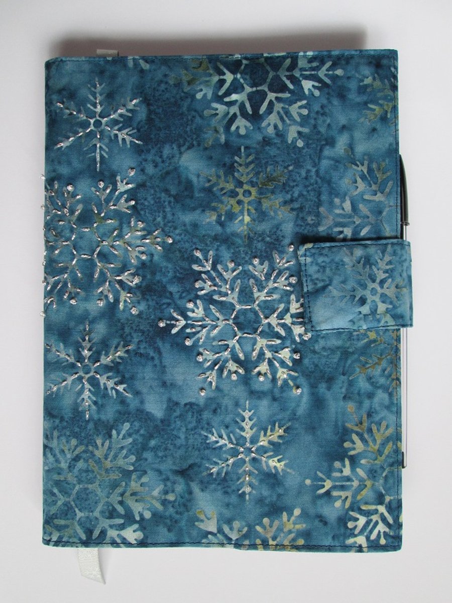 A5 Snowflake Batik Reuseable Notebook Cover