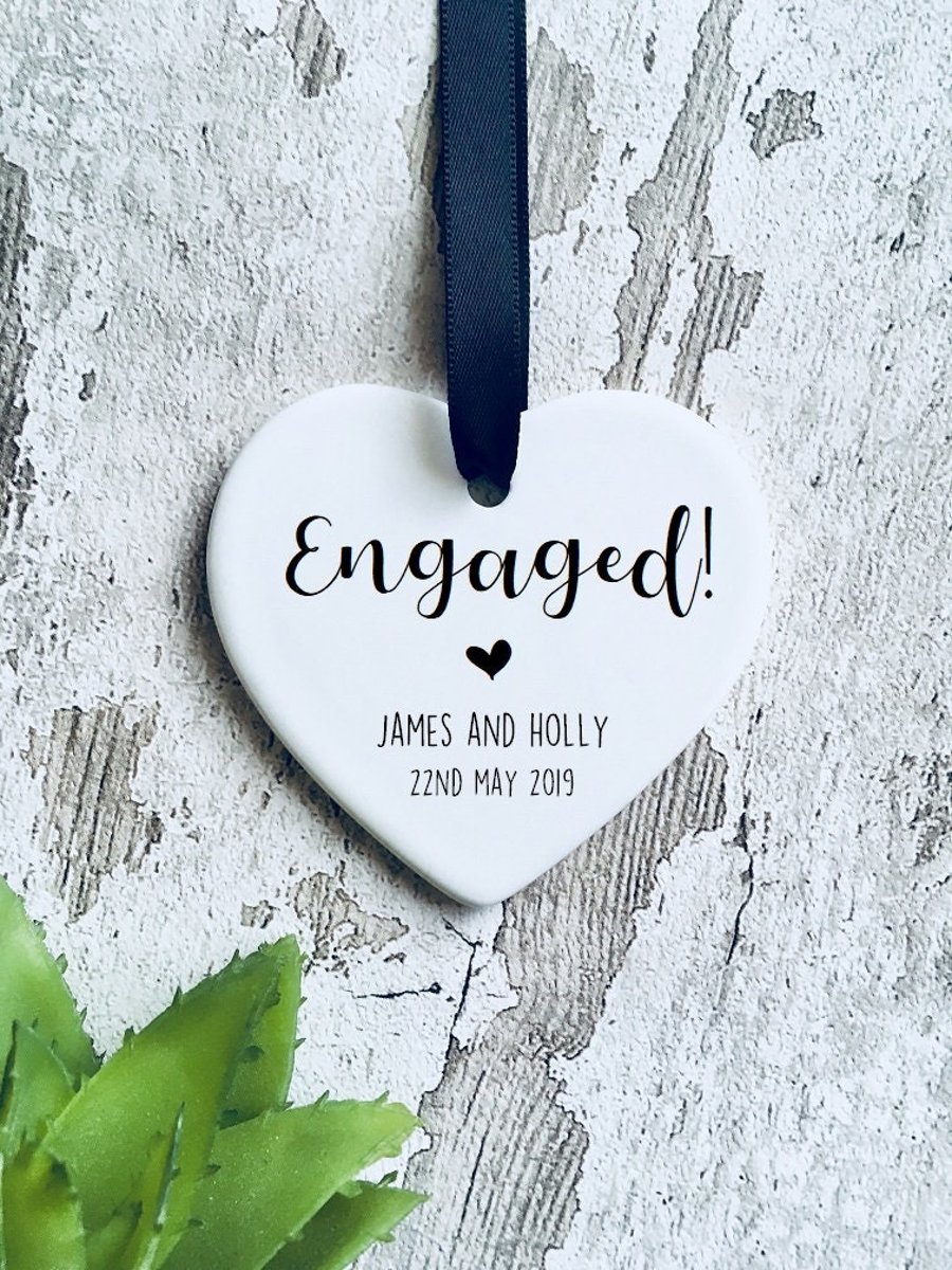 Ceramic hanging heart, engaged, engagement gift, engaged heart, engagement 