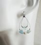 Natural Aquamarine Sterling Silver Earring With Shell Pearl, Pale Blue Gemstone - Image 2