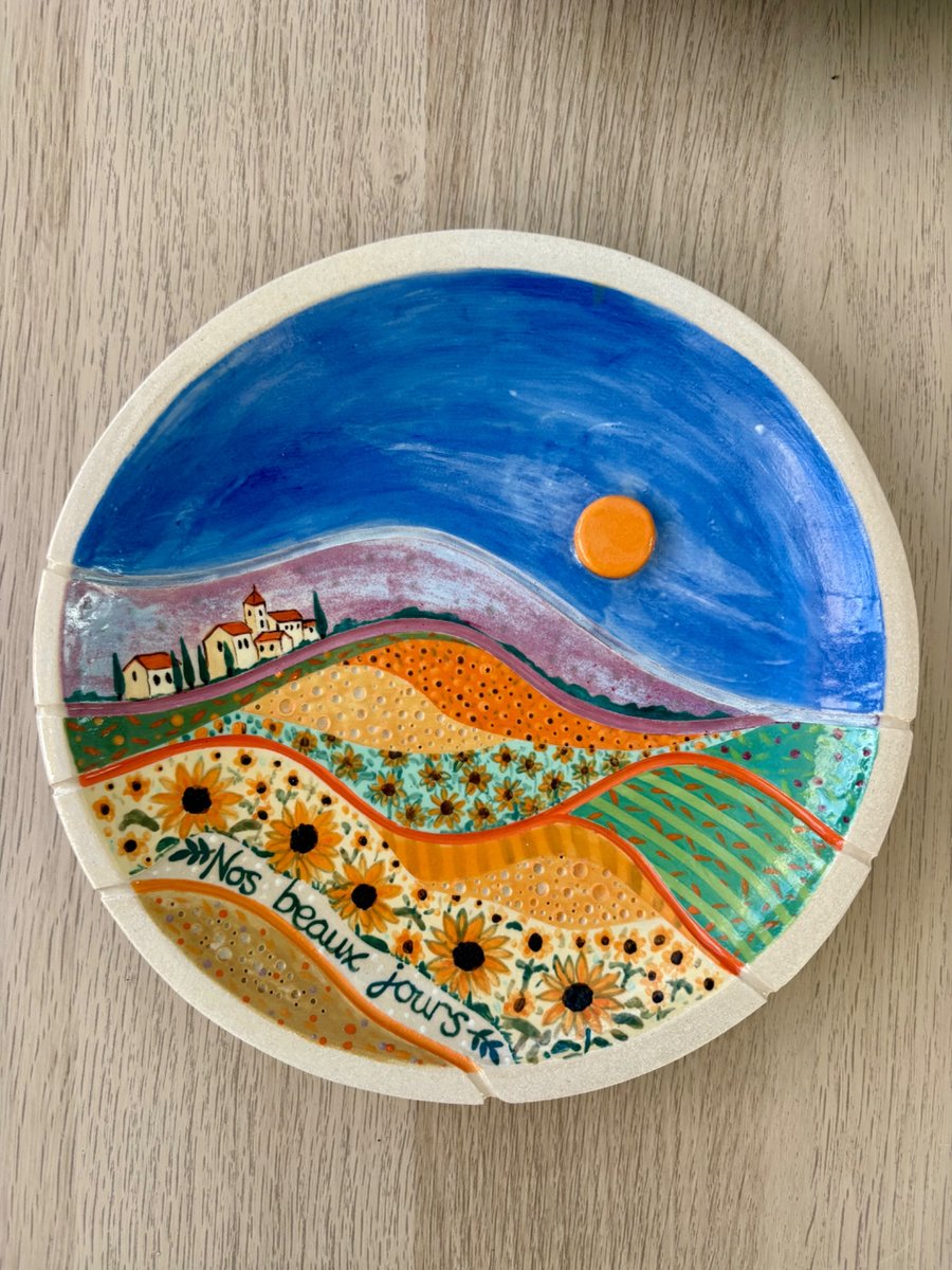 SUNFLOWER FIELDS IN FRANCE CERAMIC STONEWARE DISH