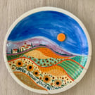 SUNFLOWER FIELDS IN FRANCE CERAMIC STONEWARE DISH