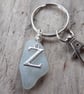 Initial 'Z' Seafoam Cornish Sea Glass Bag Charm Keyring K635