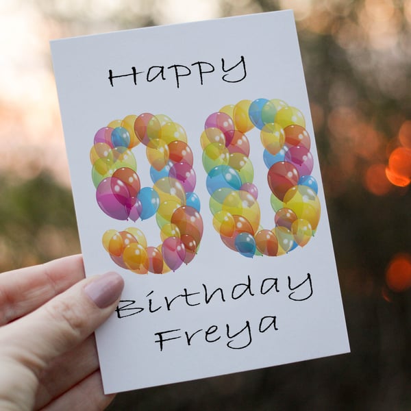 90th Birthday Card, Card for 90th Birthday, Birthday Card, Friend Birthday Card
