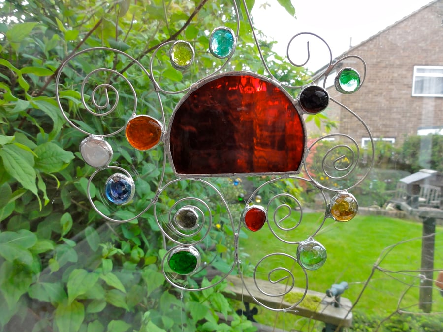 Stained Glass Garden Mobile - Red