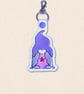 Girl Gnome Keyring - Embroidered Faux Leather Woodland Bag Charm