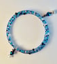 Blue Czech Glass Memory Wire Wrap Bracelet - Birthday, Anniversary, Gift For Her - Image 6