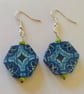 Geometric hexagon wood earrings - Image 1