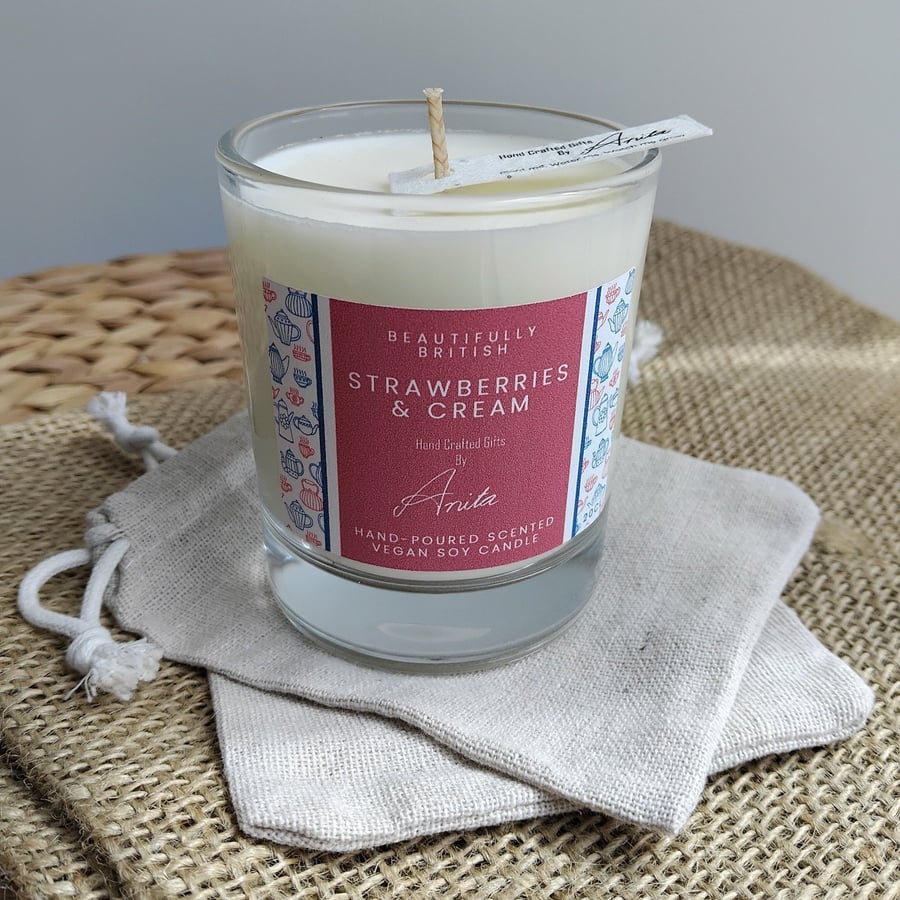 Strawberries & Cream vegan soy wax candle