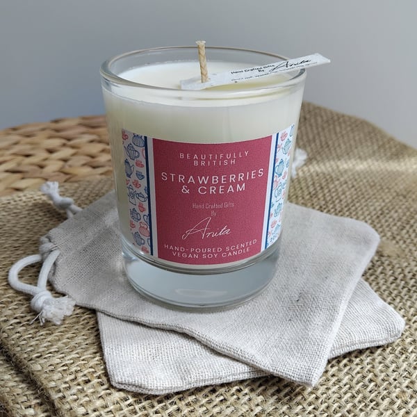 Strawberries & Cream vegan soy wax candle