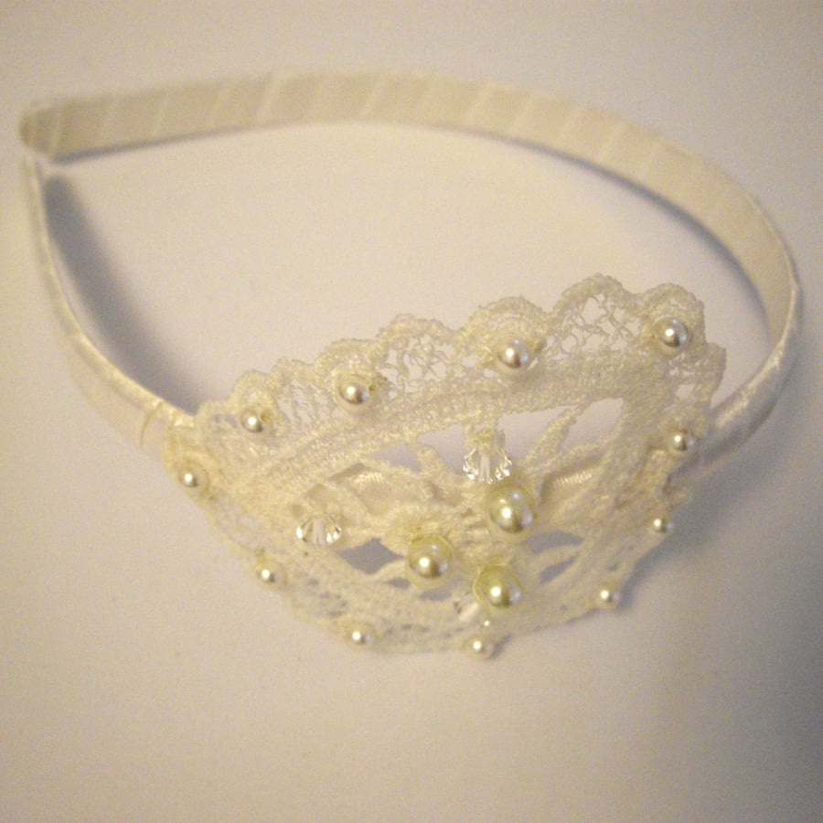 Lace and Pearl Vintage Style Head Band - UK Free Post