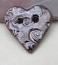 Medium Bronze Brocade Texture Heart Shaped Ceramic Button - Image 3