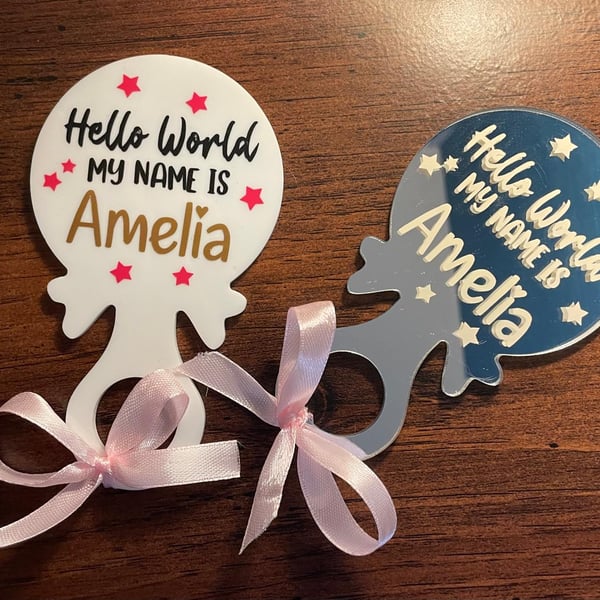 Personalised baby rattle keepsake 