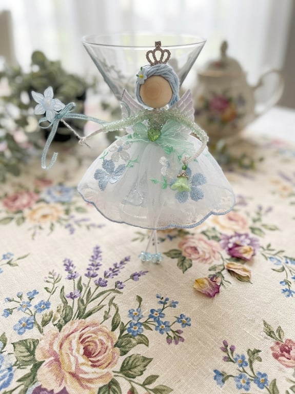 Beautiful handmade flower fairy, children's room decor, gift young girl,