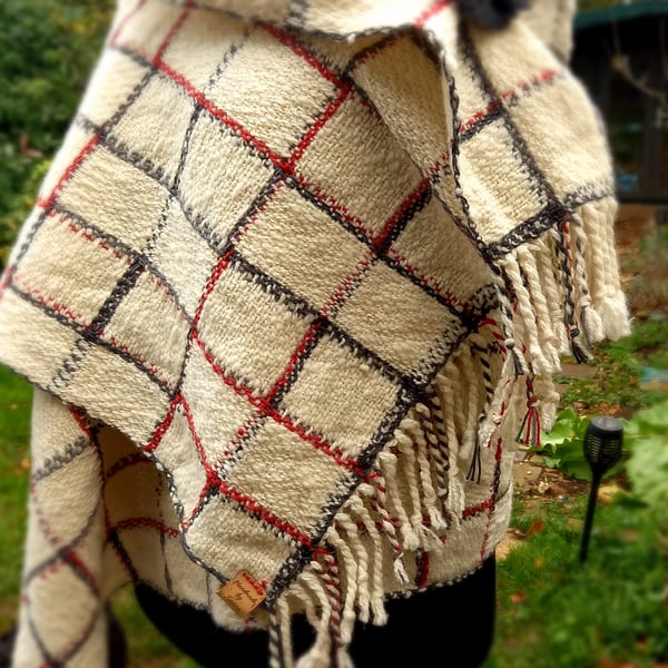 Snow Squares Handwoven Blanket Shawl