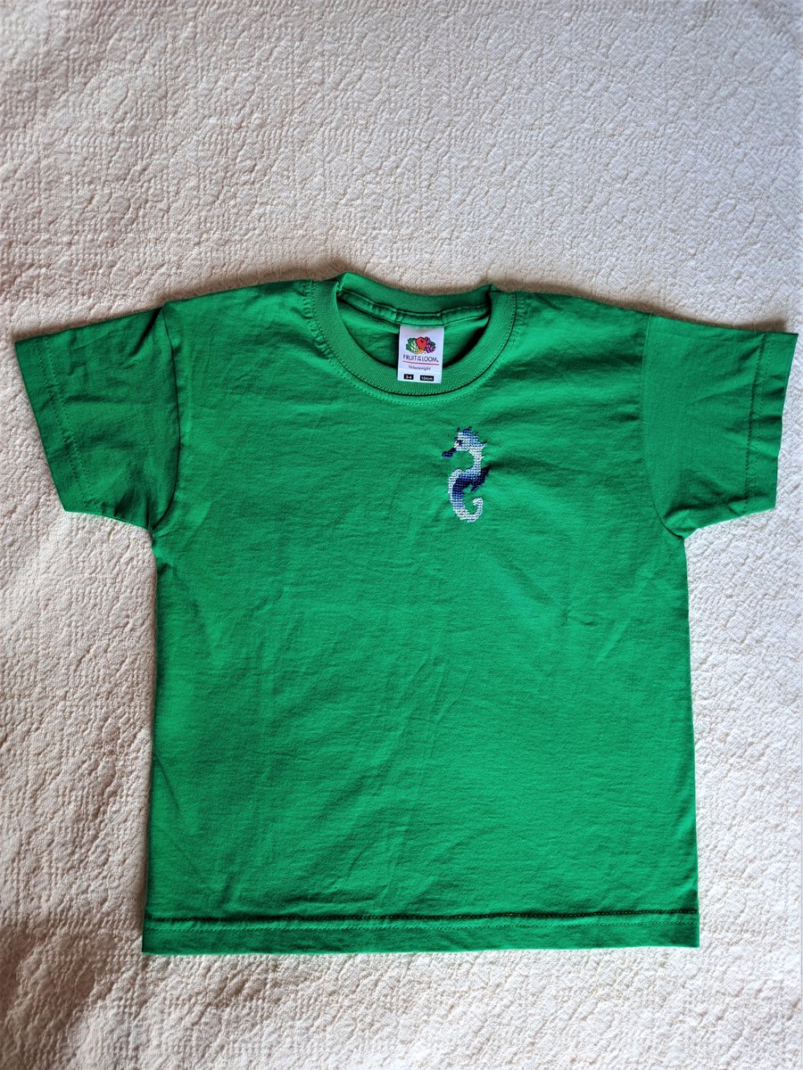Seahorse, T-shirt, Age 3-4, hand embroidered