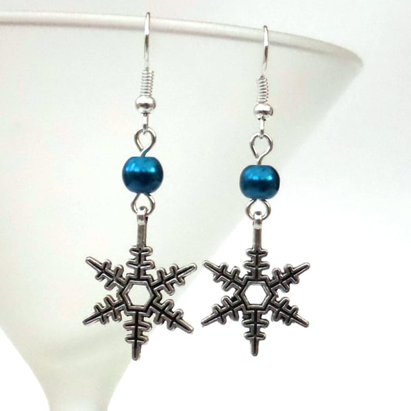 Christmas earrings, with snowflake charm. Other colours available 