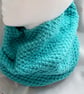 Turquoise hand-knitted cowl - Image 2