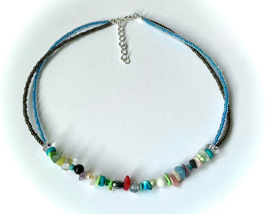 Gemstone Necklace Multi Coloured