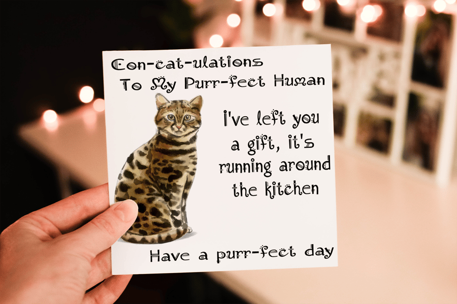 Bengal Cat Birthday Card, Cat Birthday Card, Personalized Cat Breed