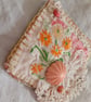 Embroidered flowers and lace textile brooch - Image 4