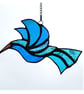 Hummingbird Blue Teal Suncatcher Stained Glass Handmade Bird - Image 3