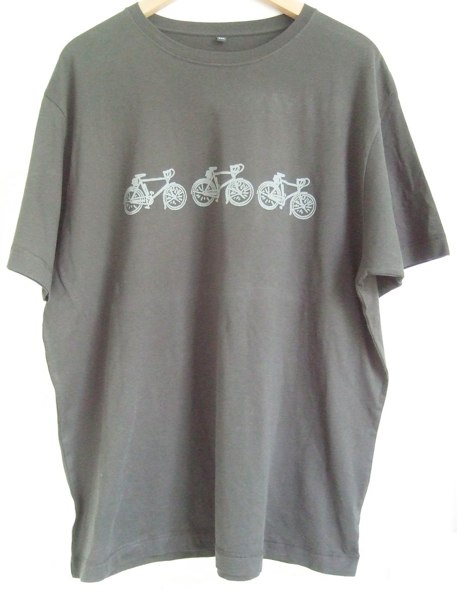 Racing Bikes Mens printed Fair Wear cotton T shirt charcoal grey