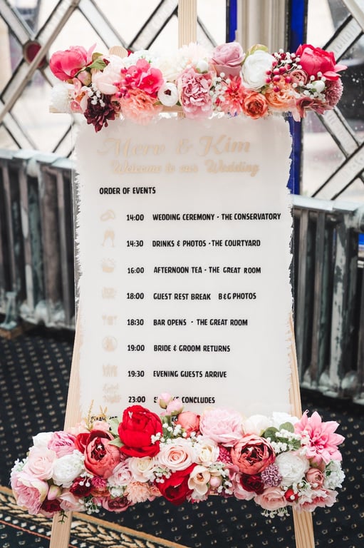 Personalised Wedding Order of Events Sign – Acrylic Schedule Board