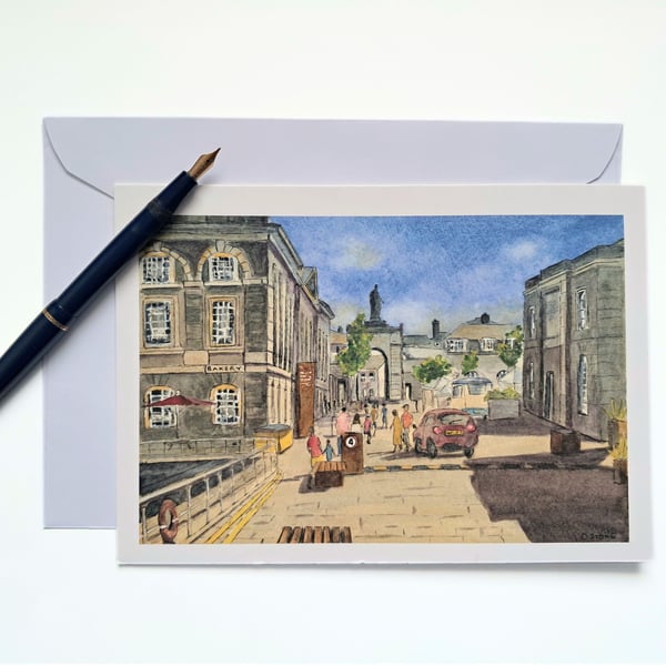 Blank greetings card A5 Plymouth Royal William Yard from original watercolour