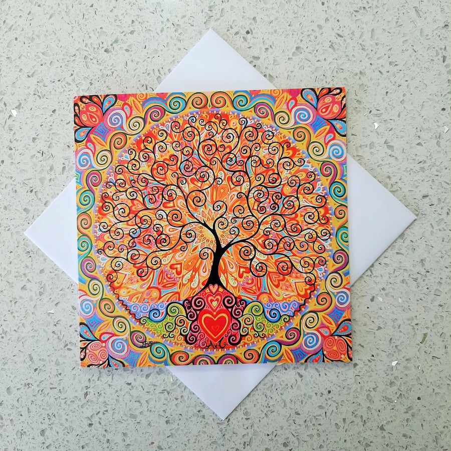 Tree of Life & Heart Mandala Card