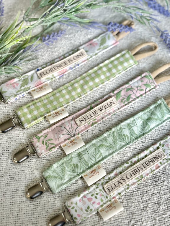 Personalised Dummy Clip – Handmade, BabySafe & Eco-friendly Floral Baby Keepsake