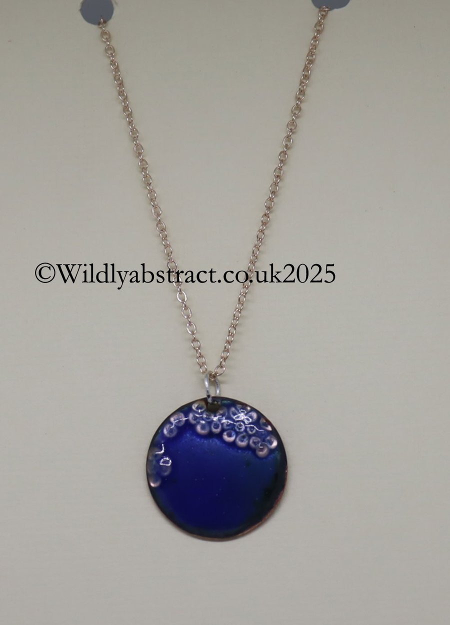 Sapphire blue Kiln-fired enamel pendant