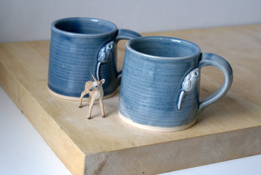 SALE - Set of two mouse mugs in ice blue